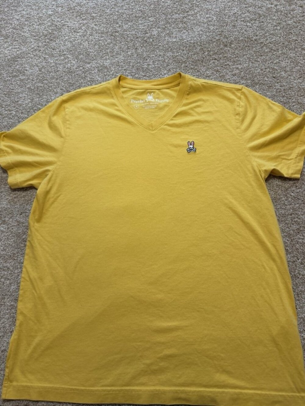 Psycho Bunny Women’s Yellow V Neck Short Sleeve T Shirt Size 5 (Medium)